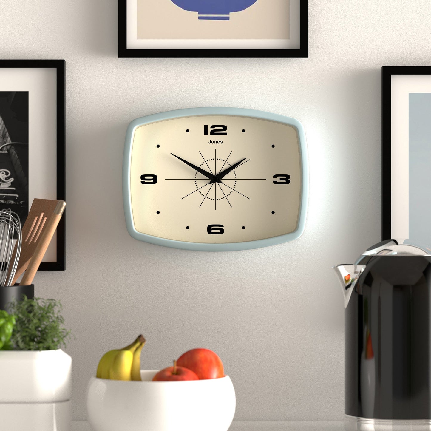 Jones Movie wall clock in blue 25cm