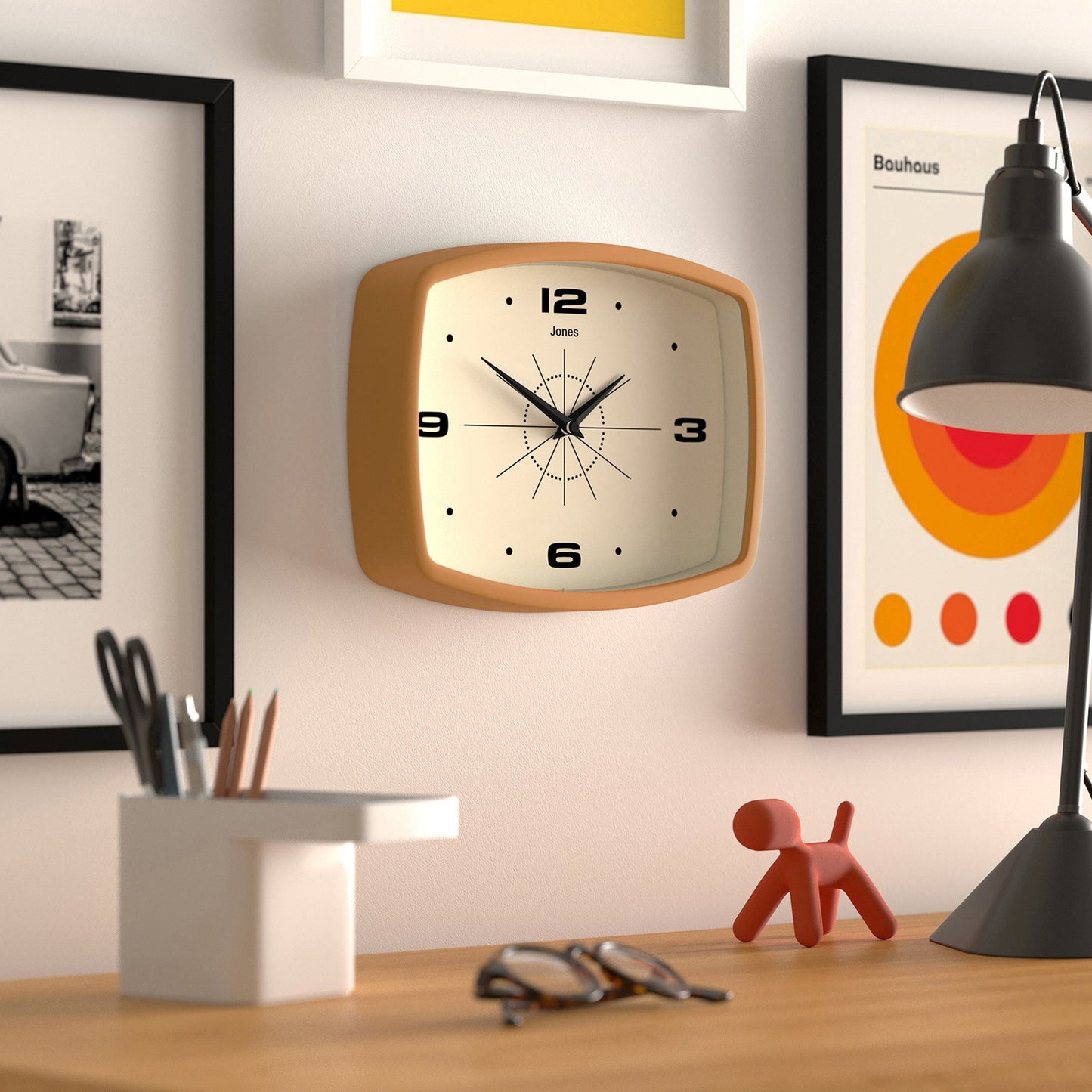 Jones Movie wall clock in mustard yellow 25cm